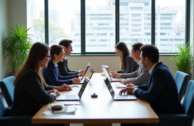 Diverse HR team collaborating in Tokyo office